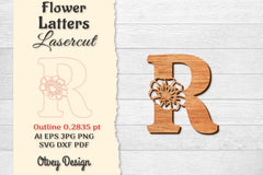 Flower Letters Laser Cut File SVG Bundle 10 - CraftNest - Digital Crafting and Art
