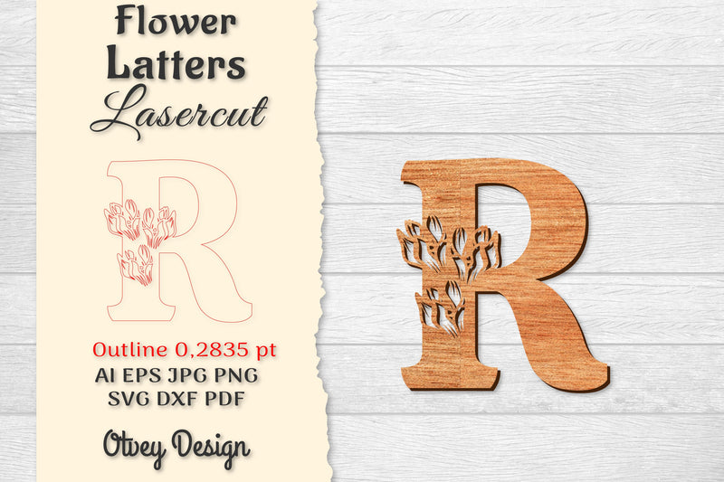 Flower Letters Laser Cut SVG Bundle 118 - CraftNest - Digital Crafting and Art