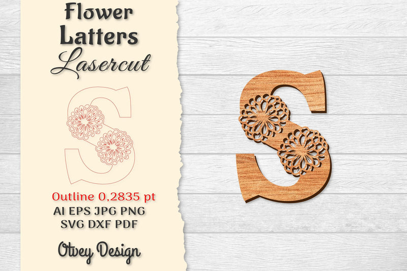 Flower Letters Laser Cut File SVG Bundle 25 - CraftNest - Digital Crafting and Art