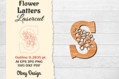 Flower Letters Laser Cut SVG Bundle 160 - CraftNest - Digital Crafting and Art