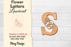 Flower Letters Laser Cut SVG Bundle 84 - CraftNest - Digital Crafting and Art