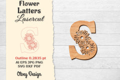 Flower Letters Laser Cut SVG Bundle 72 - CraftNest - Digital Crafting and Art