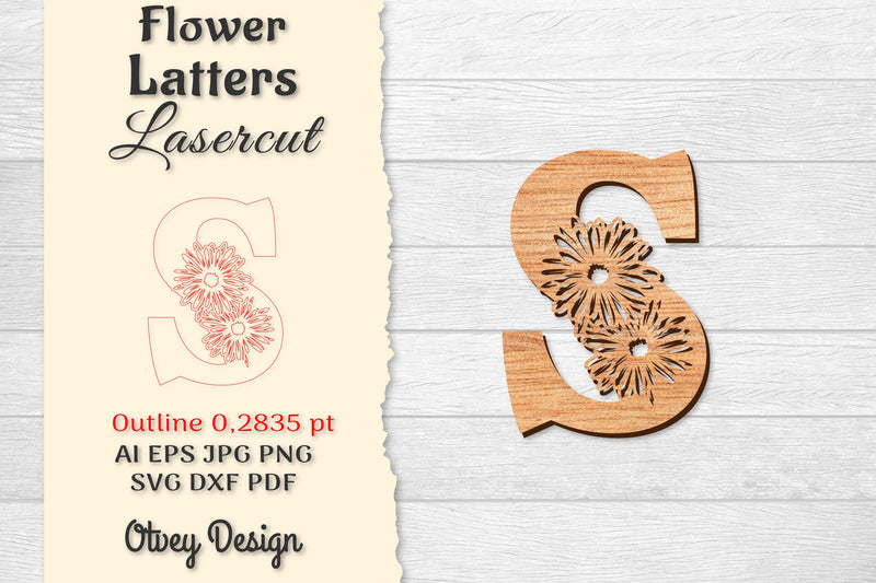 Flower Letters Laser Cut SVG Bundle 72 - CraftNest - Digital Crafting and Art
