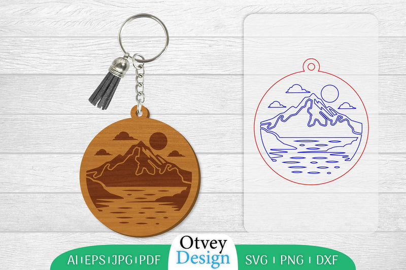 Keychain Sunset Mountain Lasercut SVG Bundle 10 - CraftNest - Digital Crafting and Art