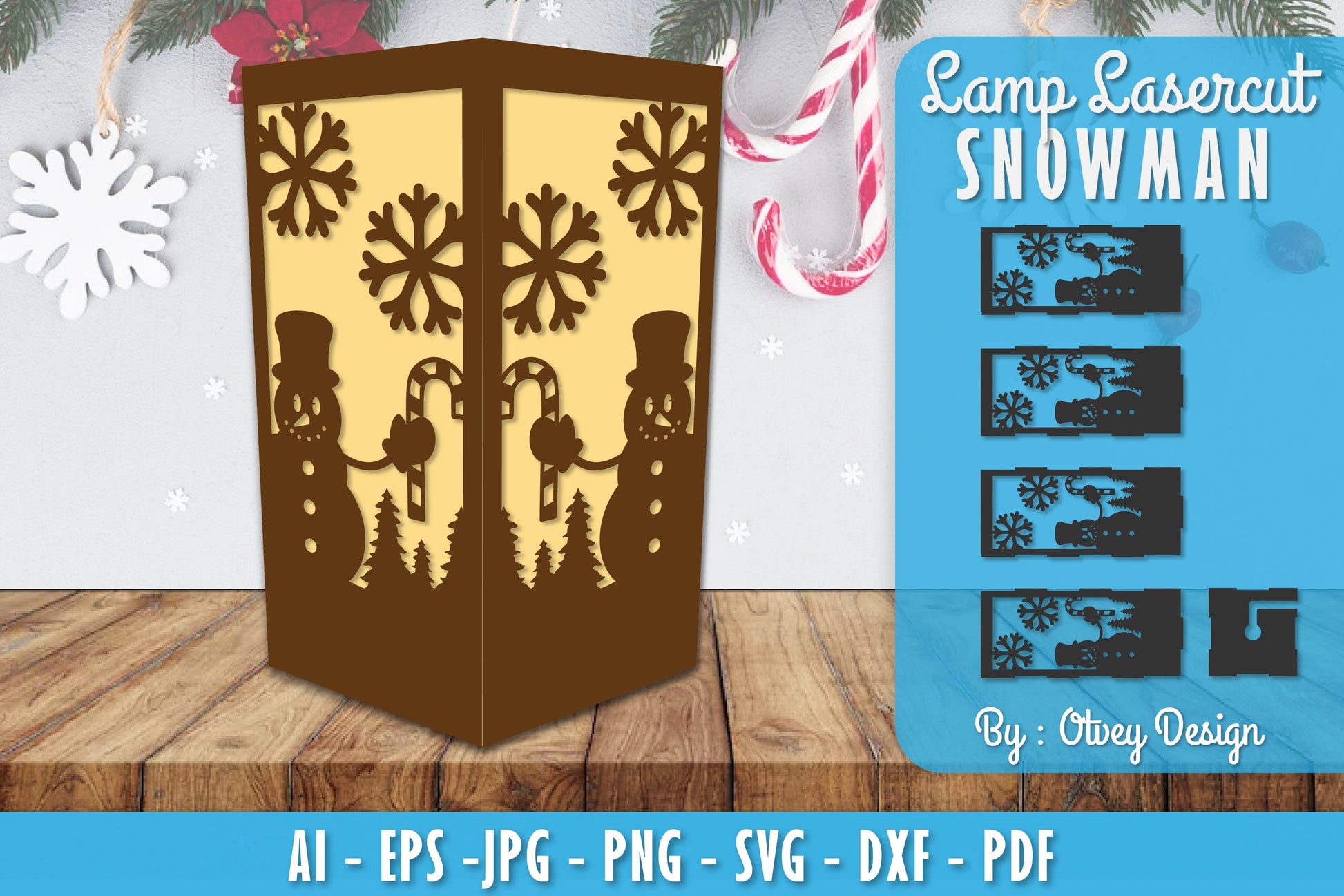 Snowman Lamp Lasercut SVG Bundle 1 - CraftNest - Digital Crafting and Art