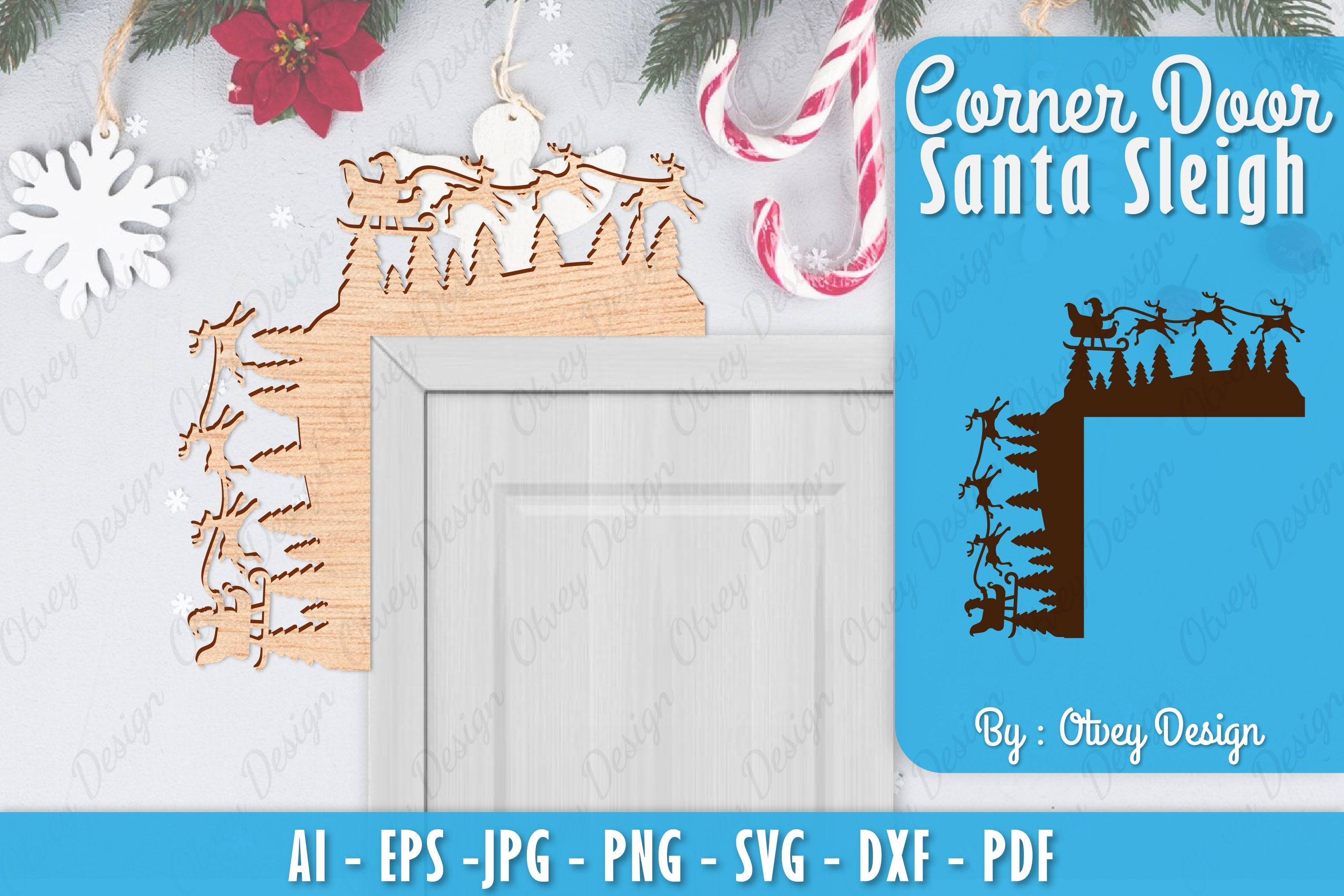 Christmas Santa Sleigh Door Corner Lasercut SVG Bundle 1 - CraftNest - Digital Crafting and Art