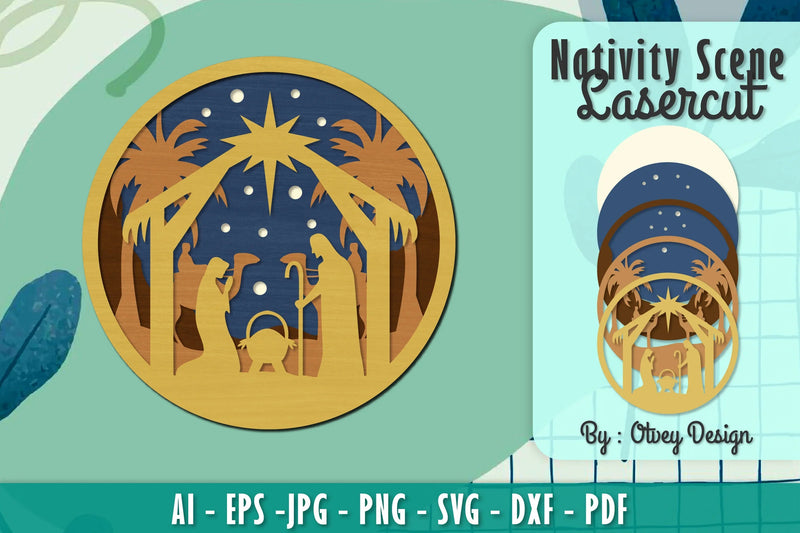 Nativity Scene Religious Christmas Layered Papercut Lasercut SVG Bundle - CraftNest - Digital Crafting and Art