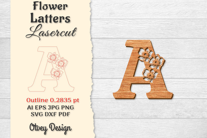 Flower Letters Laser Cut File SVG Bundle 109 - CraftNest - Digital Crafting and Art