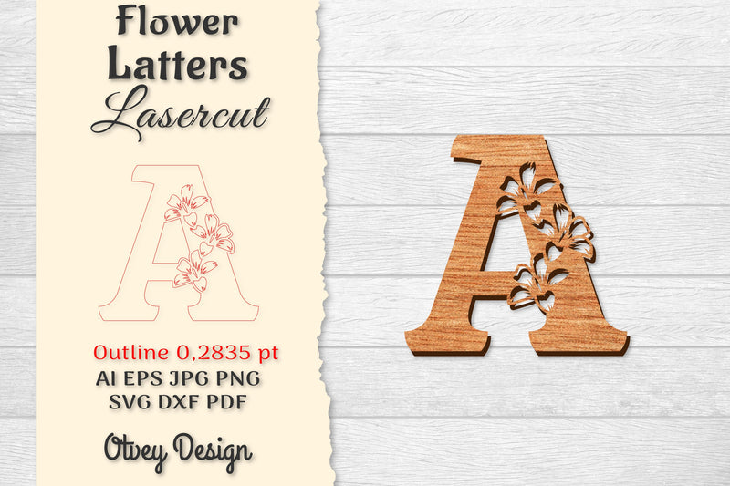 Flower Letters Laser Cut File SVG Bundle 117 - CraftNest - Digital Crafting and Art
