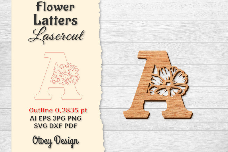 Flower Letters Laser Cut File SVG Bundle 43 - CraftNest - Digital Crafting and Art