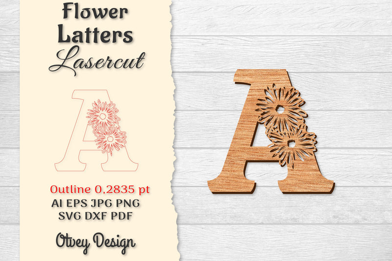 Flower Letters Laser Cut SVG Bundle 67 - CraftNest - Digital Crafting and Art