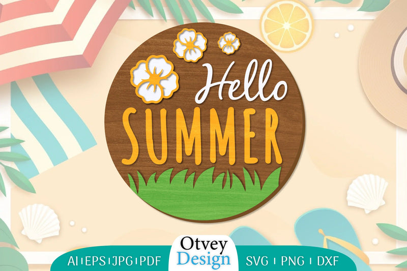 Summer Round Door Hanger SVG Bundle 1 - CraftNest - Digital Crafting and Art