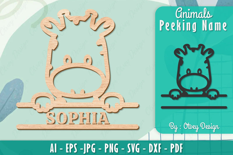 Animals Peeking Name Sign SVG Bundle 1 - CraftNest - Digital Crafting and Art