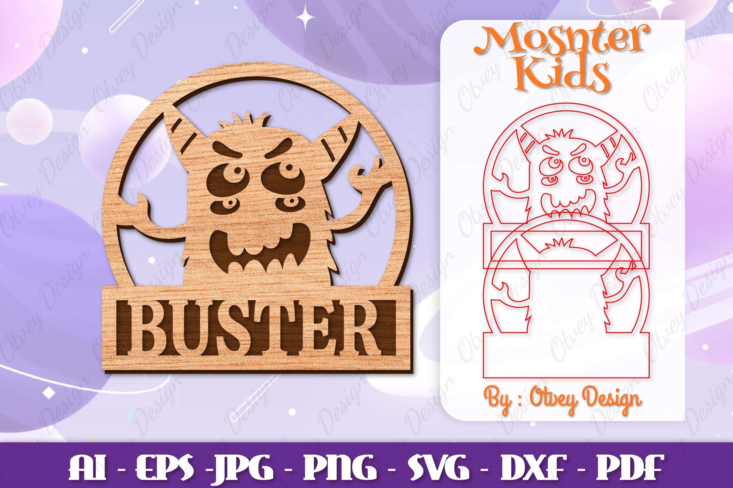 Cute Monster Name Sign SVG Bundle - CraftNest - Digital Crafting and Art
