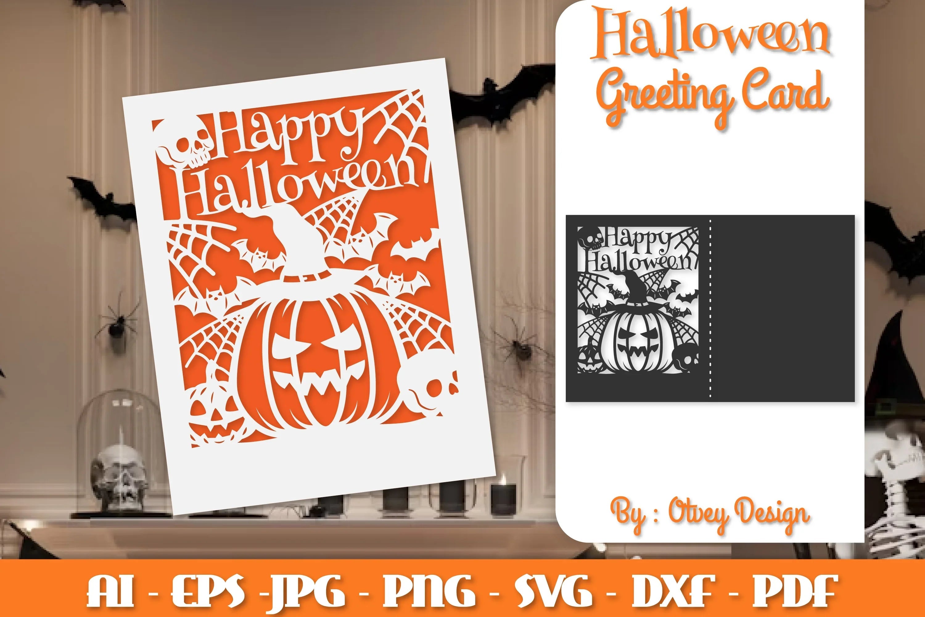 Halloween Scene Greeting Card SVG Bundle - CraftNest - Digital Crafting and Art
