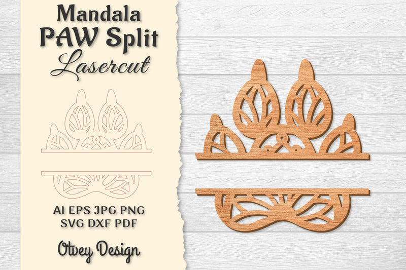 Paw Mandala Split Lasercut SVG Bundle 9 - CraftNest - Digital Crafting and Art