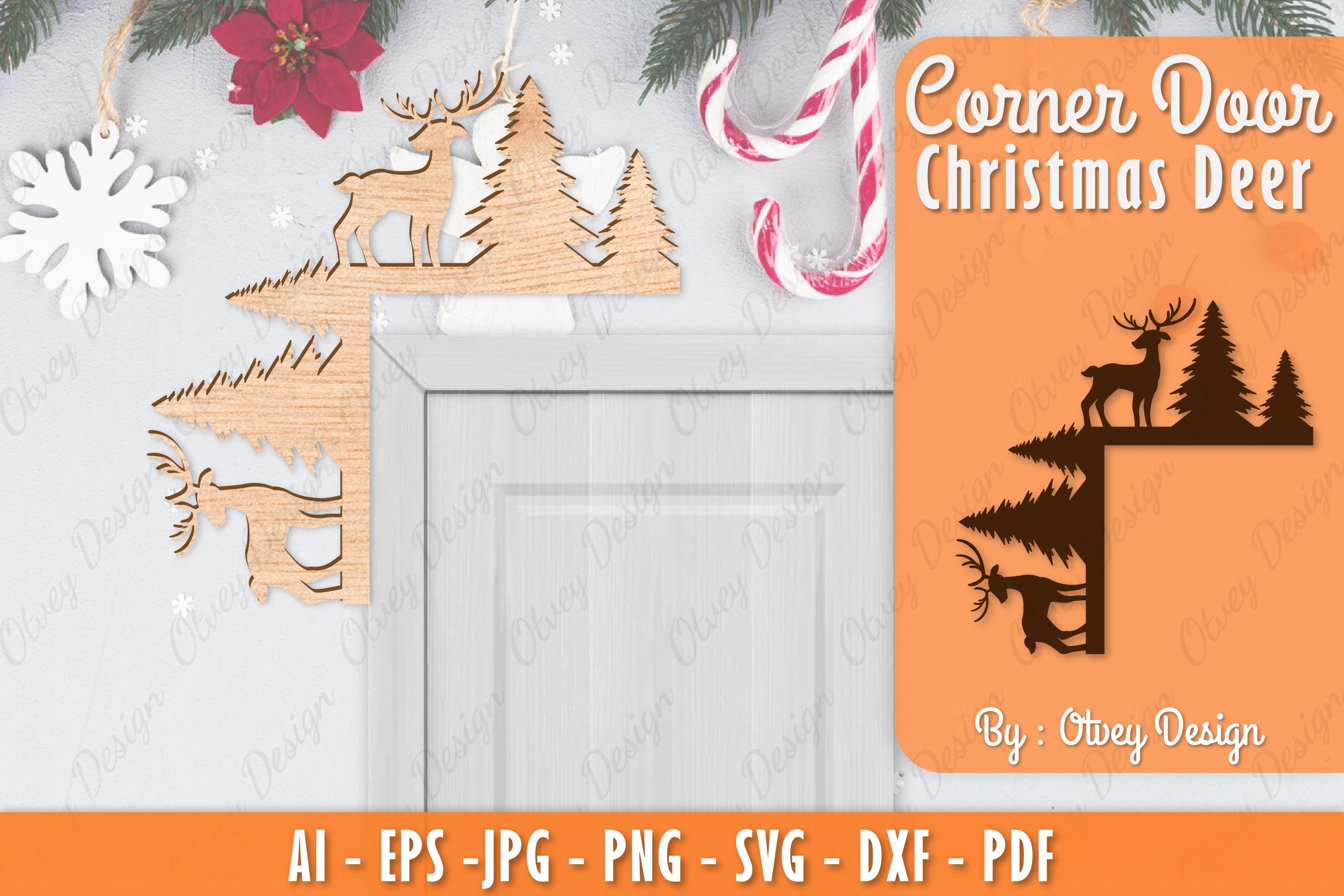 Christmas Deer Door Corner Lasercut SVG Bundle 11 - CraftNest - Digital Crafting and Art
