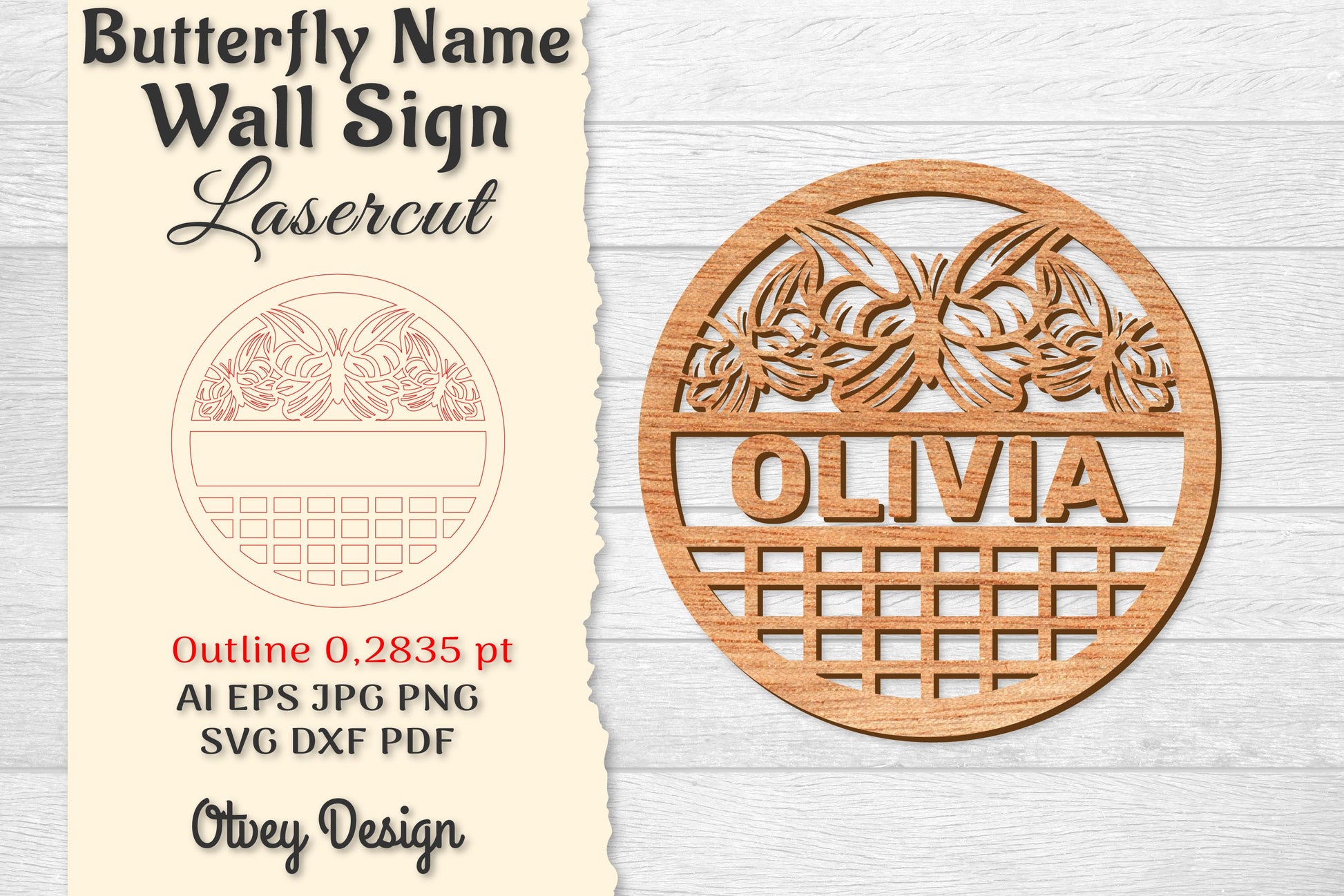 Butterfly Name Wall Art Sign SVG Bundle - CraftNest - Digital Crafting and Art