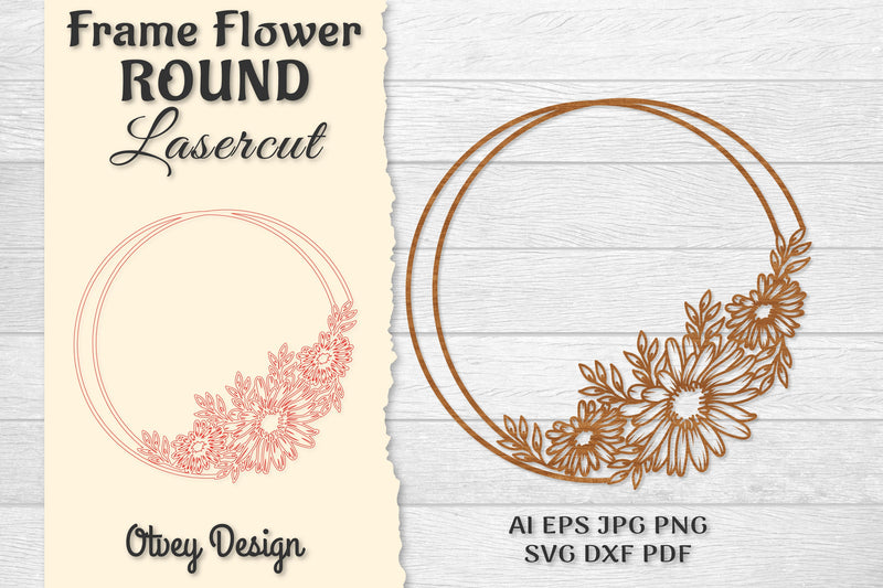 Frame Flower Round Lasercut SVG Bundle - CraftNest - Digital Crafting and Art