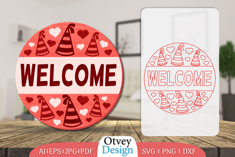 Welcome Sign Valentine Door Lasercut SVG Bundle 1 - CraftNest - Digital Crafting and Art