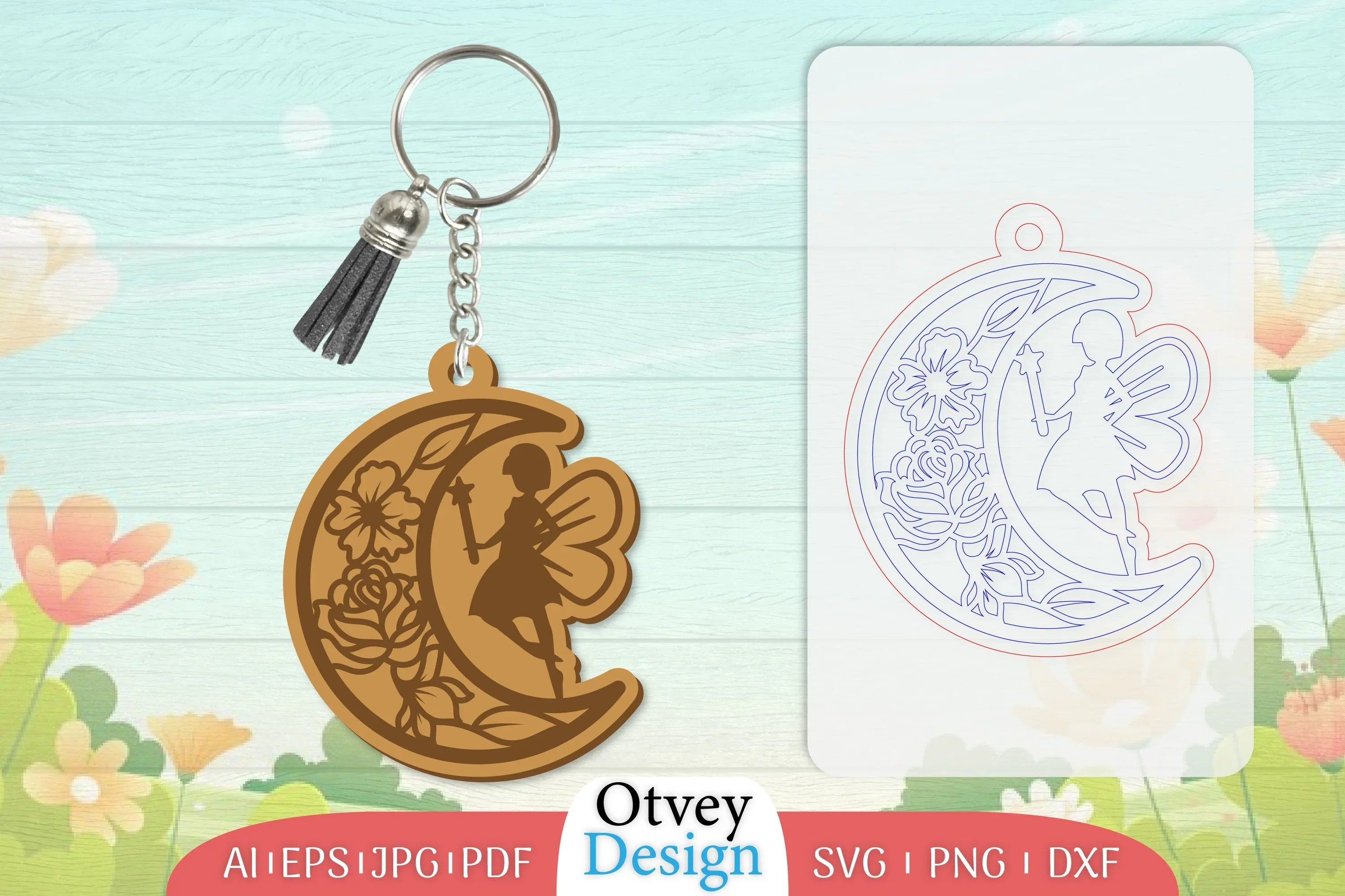 Fairy in the Moon Keychain Lasercut SVG Bundle - CraftNest - Digital Crafting and Art