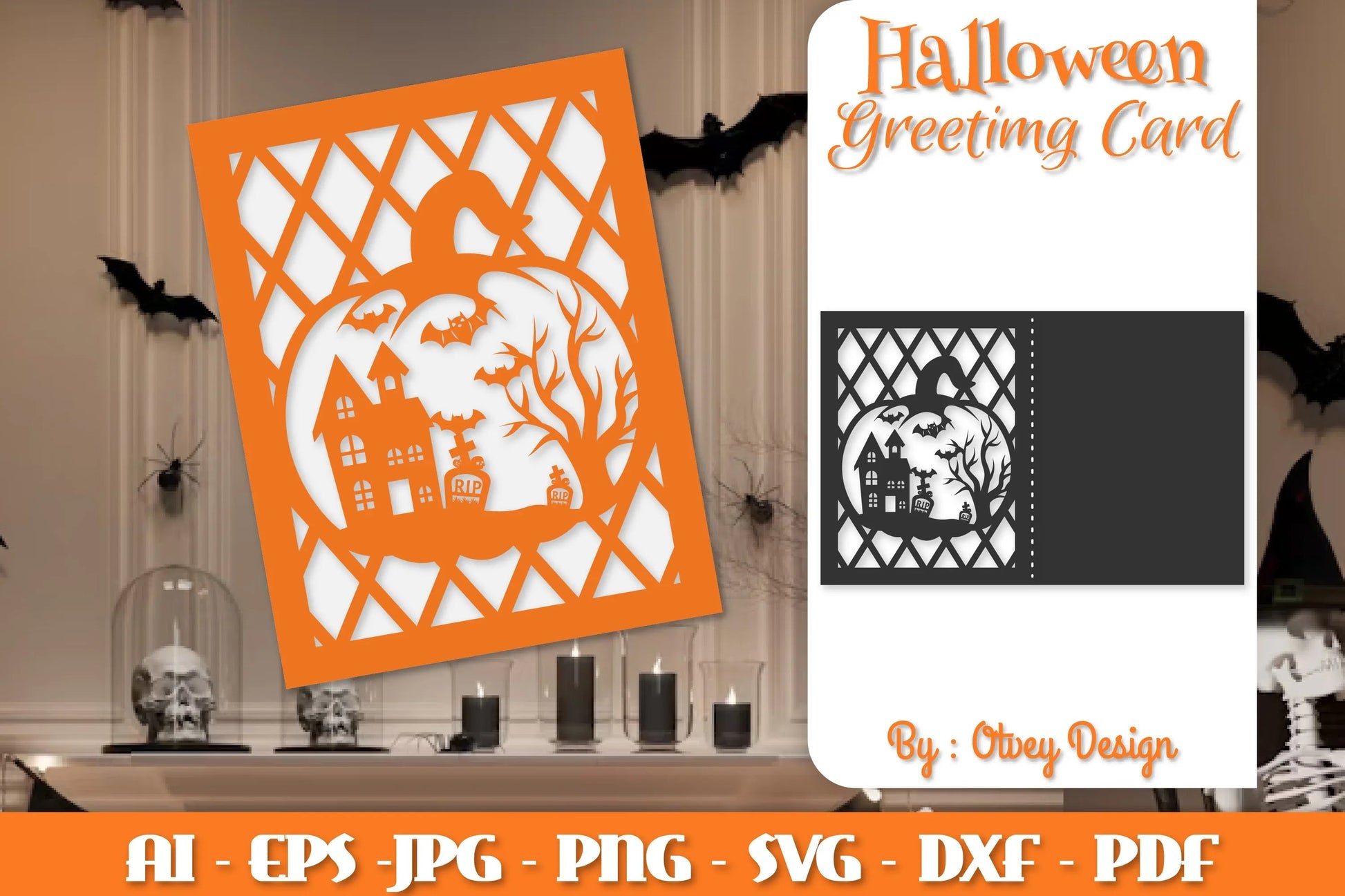 Halloween Pumpkin Scene Greeting Card SVG Bundle - CraftNest - Digital Crafting and Art