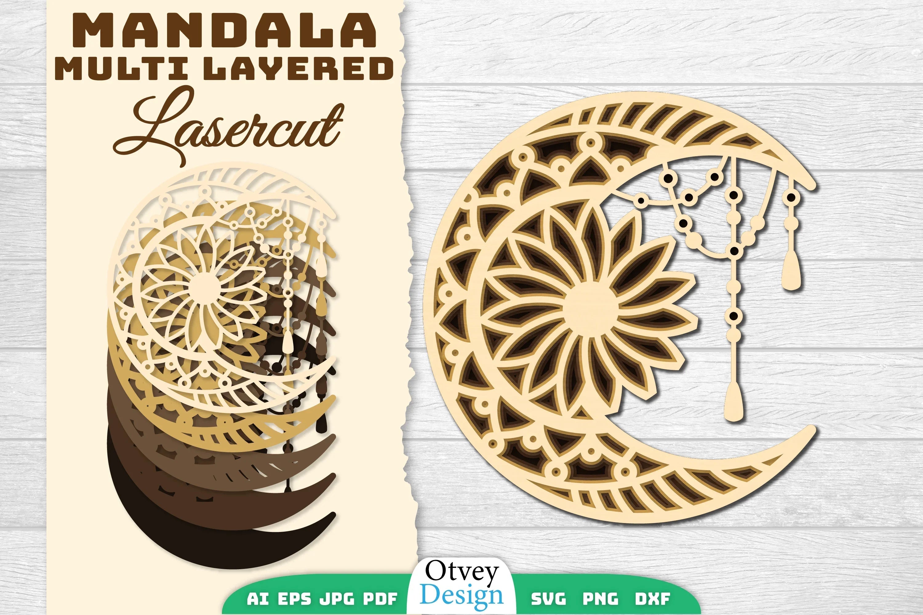 Mandala Moon Layered Lasercut SVG Bundle 1 - CraftNest - Digital Crafting and Art