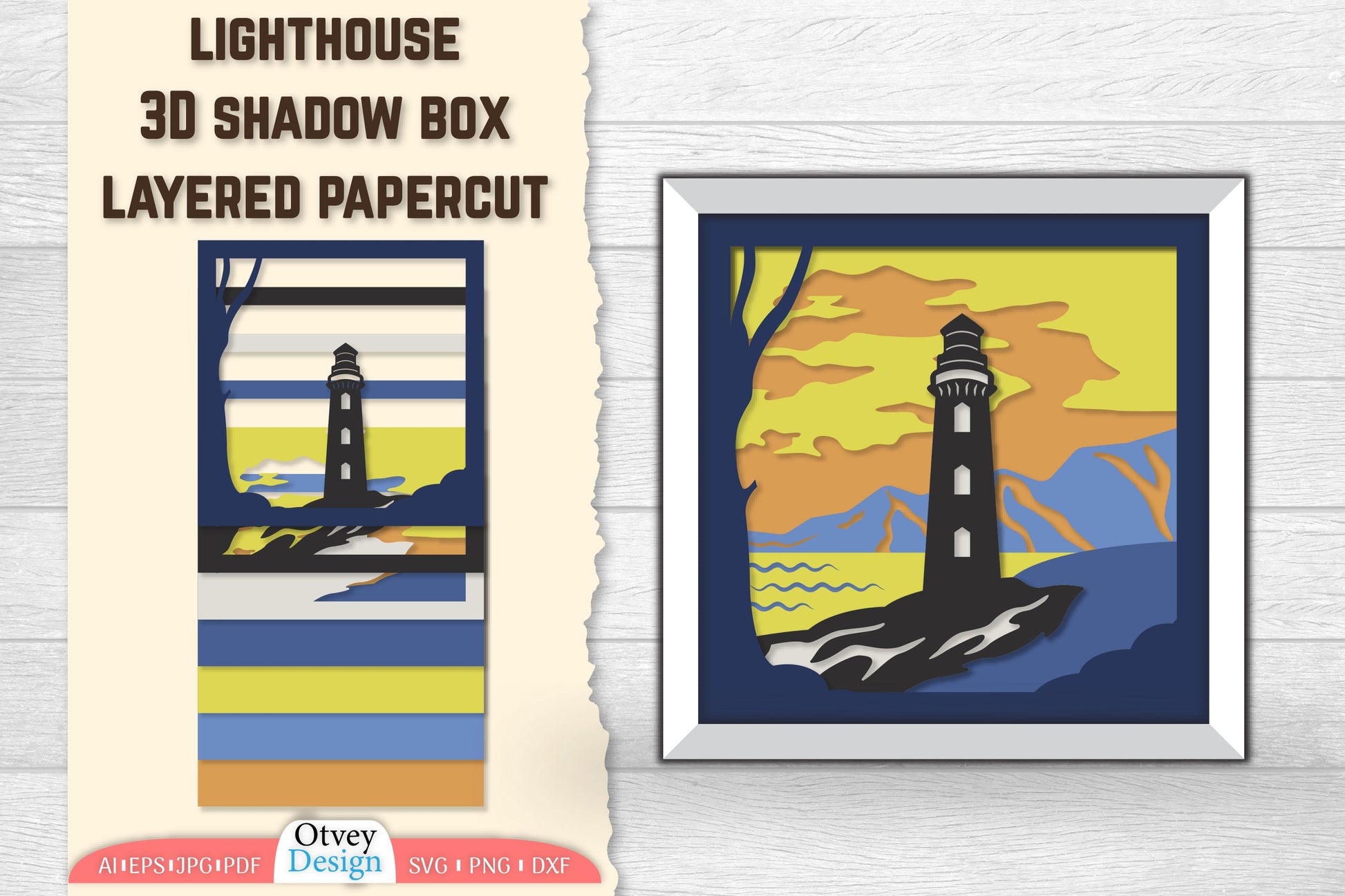 Lighthouse 3D Shadowbox Layered SVG Bundle 1 - CraftNest - Digital Crafting and Art