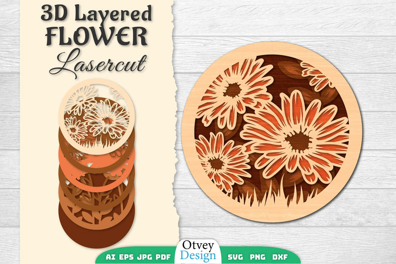 Flower 3D Layered Lasercut SVG Bundle - CraftNest - Digital Crafting and Art