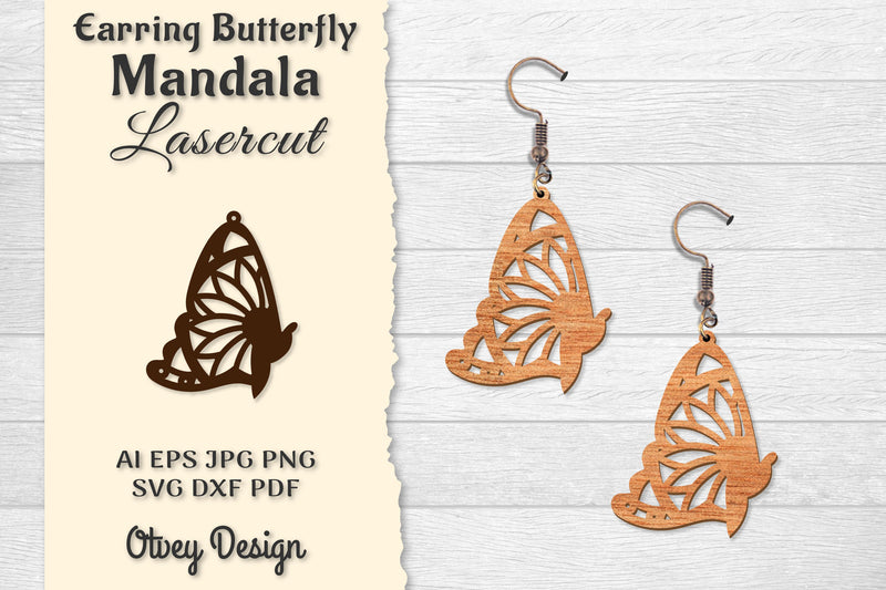 Earring Butterfly Mandala Lasercut SVG Bundle 9 - CraftNest - Digital Crafting and Art