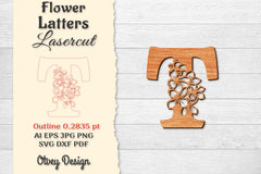 Flower Letters Laser Cut SVG Bundle 161 - CraftNest - Digital Crafting and Art