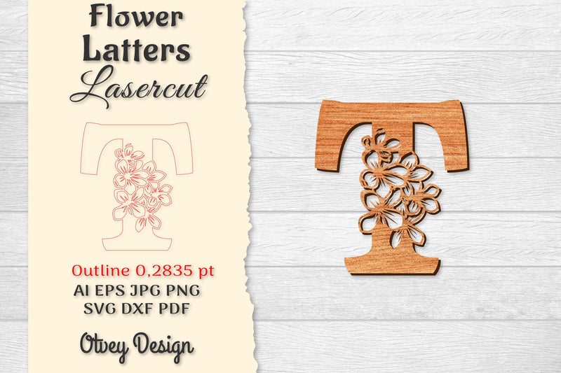 Flower Letters Laser Cut SVG Bundle 161 - CraftNest - Digital Crafting and Art