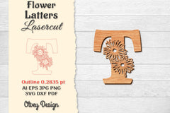 Flower Letters Laser Cut SVG Bundle 73 - CraftNest - Digital Crafting and Art
