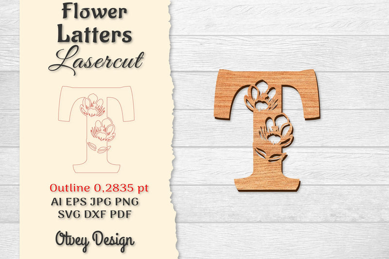 Flower Letters Laser Cut SVG Bundle 101 - CraftNest - Digital Crafting and Art