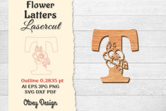 Flower Letters Laser Cut SVG Bundle 85 - CraftNest - Digital Crafting and Art