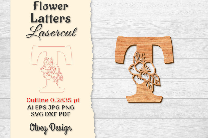 Flower Letters Laser Cut SVG Bundle 85 - CraftNest - Digital Crafting and Art