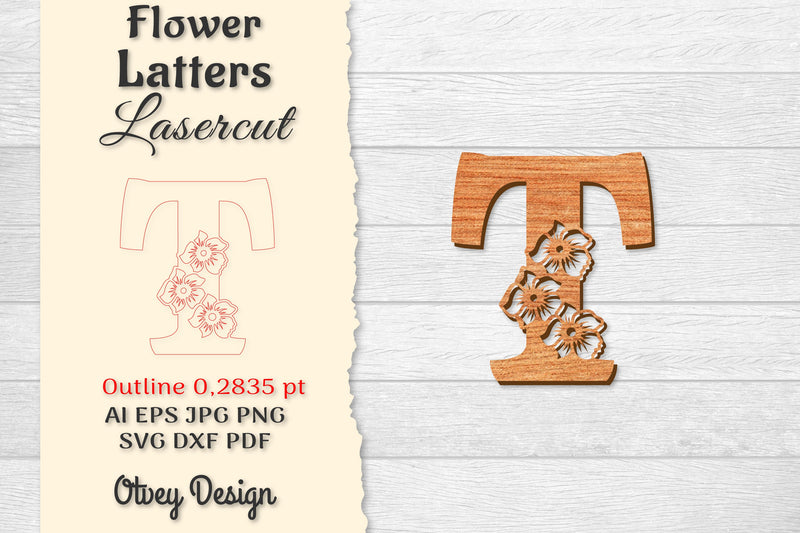 Flower Letters Laser Cut SVG Bundle 135 - CraftNest - Digital Crafting and Art