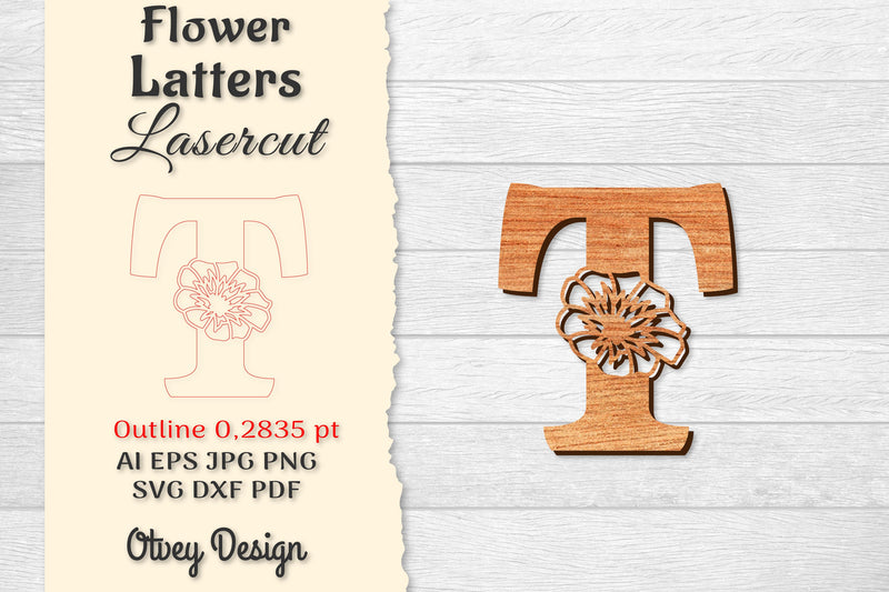 Flower Letters Laser Cut File SVG Bundle 11 - CraftNest - Digital Crafting and Art