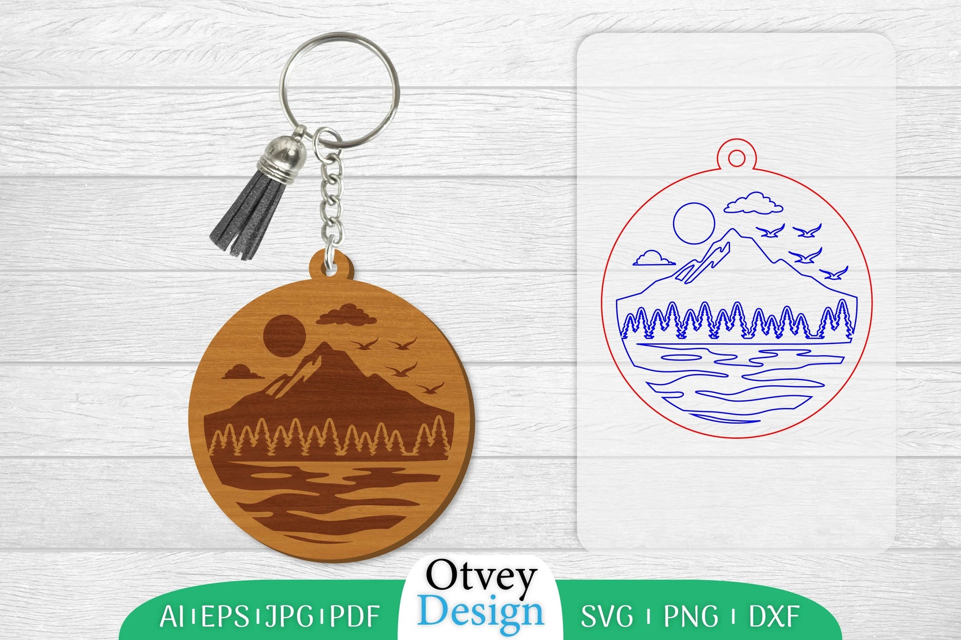 Keychain Sunset Mountain Lasercut SVG Bundle 12 - CraftNest - Digital Crafting and Art