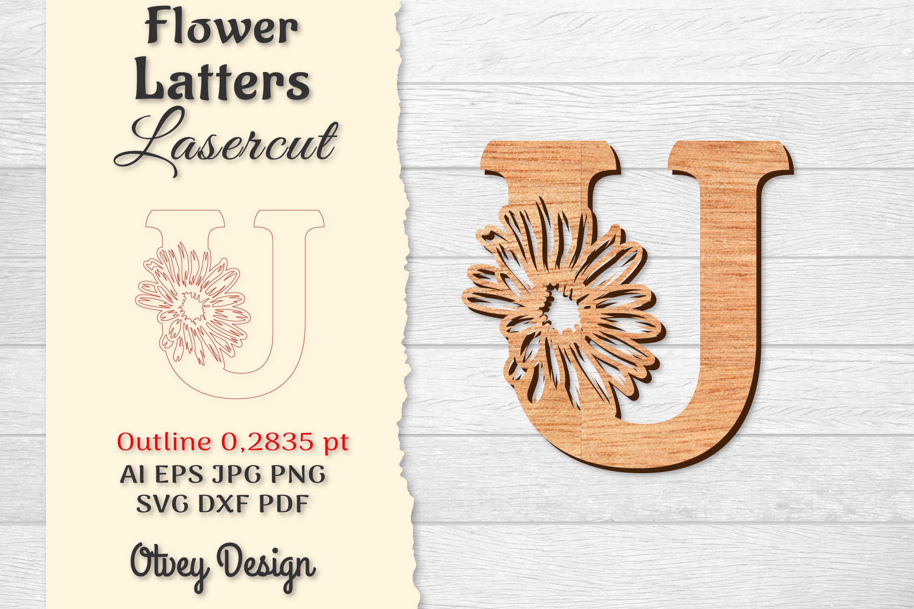 Flower Letters Laser Cut SVG Bundle 15 - CraftNest - Digital Crafting and Art