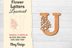 Flower Letters Laser Cut SVG Bundle 162 - CraftNest - Digital Crafting and Art