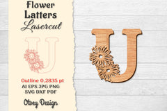 3 Flower Letters Laser Cut SVG Bundle - CraftNest - Digital Crafting and Art