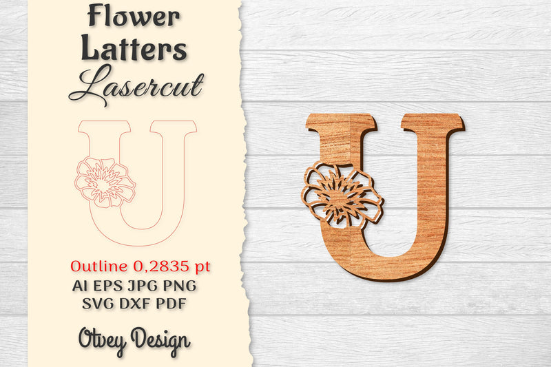 Flower Letters Laser Cut File SVG Bundle 12 - CraftNest - Digital Crafting and Art