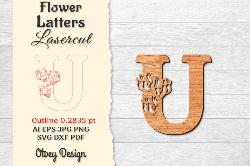 Flower Letters Laser Cut File SVG Bundle 107 - CraftNest - Digital Crafting and Art
