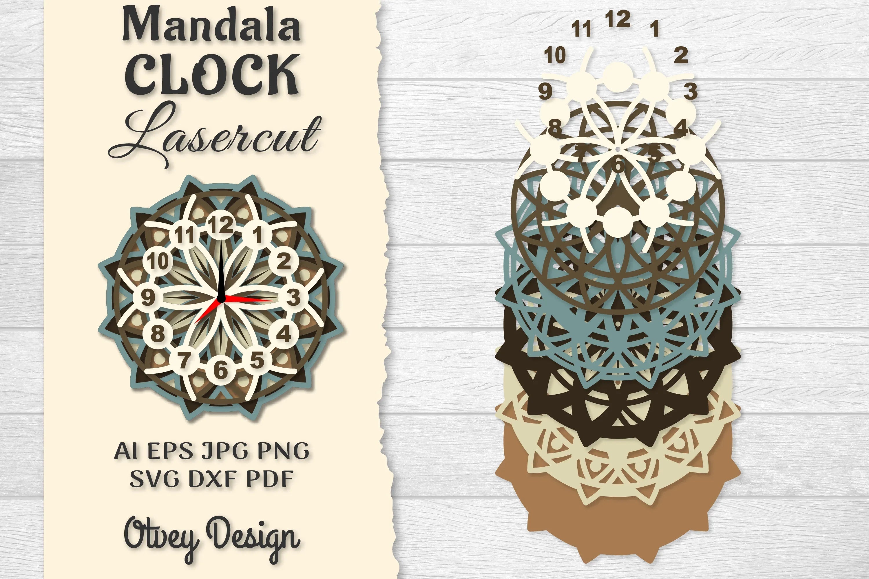 Clock Mandala Lasercut SVG Bundle 2 - CraftNest - Digital Crafting and Art