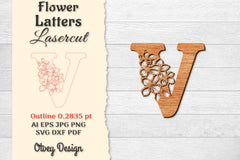 Flower Letters Laser Cut SVG Bundle 163 - CraftNest - Digital Crafting and Art