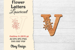 Flower Letters Laser Cut File SVG Bundle 42 - CraftNest - Digital Crafting and Art