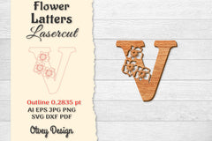 Flower Letters Laser Cut SVG Bundle 137 - CraftNest - Digital Crafting and Art
