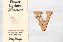 Flower Letters Laser Cut SVG Bundle 102 - CraftNest - Digital Crafting and Art