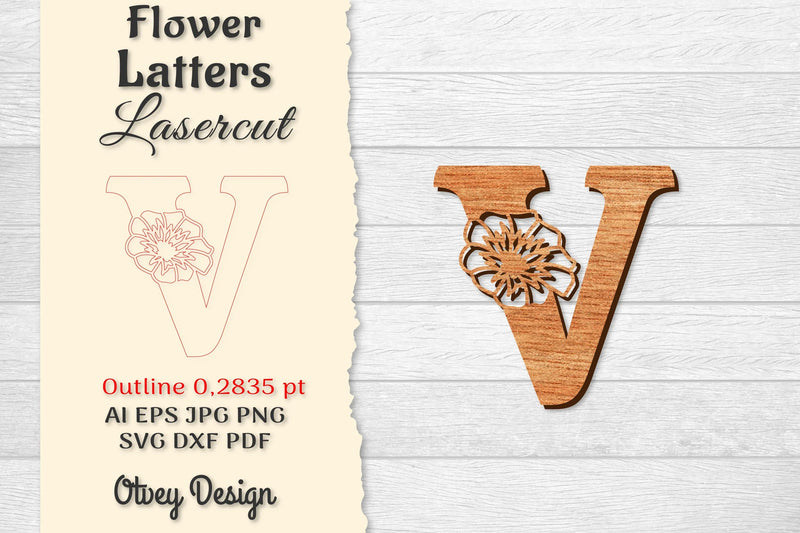 Flower Letters Laser Cut File SVG Bundle 13 - CraftNest - Digital Crafting and Art